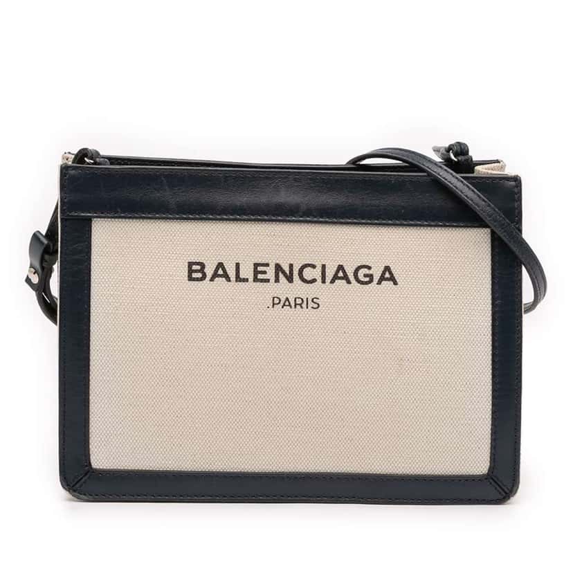 Balenciaga Canvas Navy Pochette Crossbody Brown Canvas Very good condition - Front View