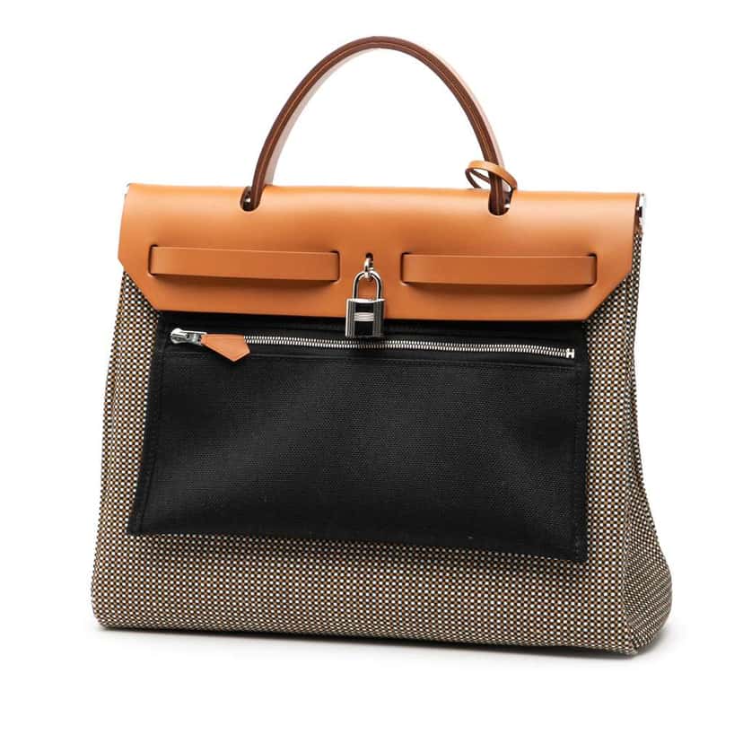 Hermès Toile Criss Viking Vache Hunter Herbag Zip 31 Brown Canvas Good condition - Back View