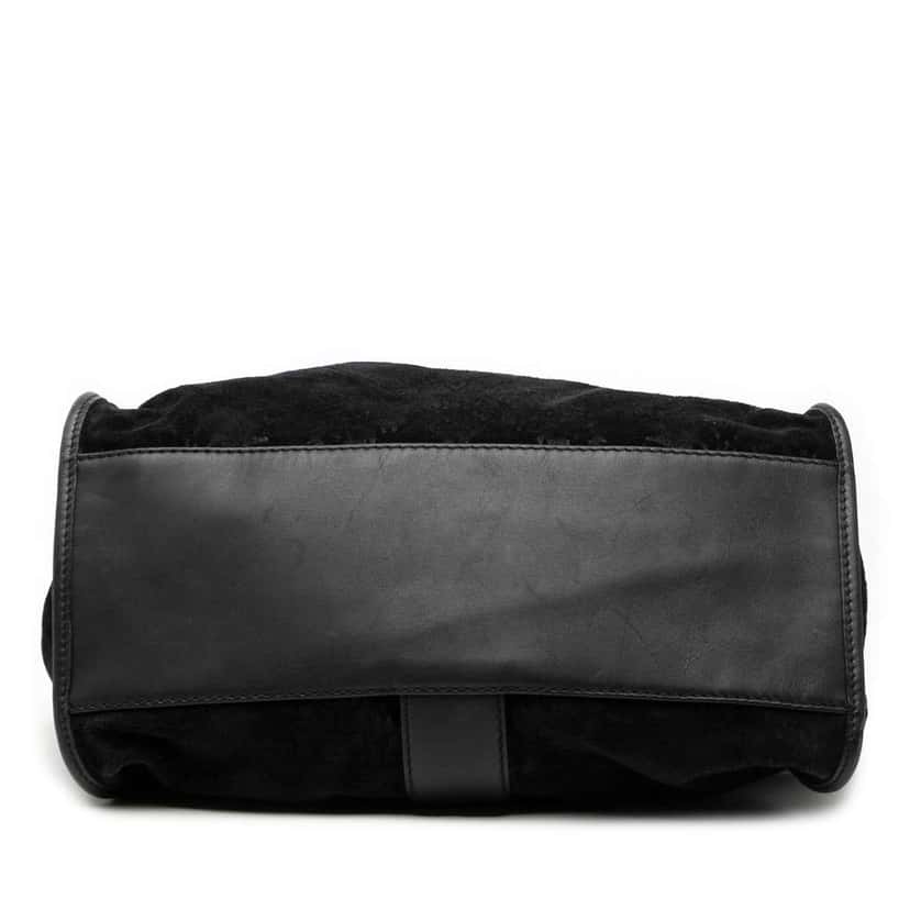 Gucci Suede Brocade Soft Stirrup Tote Black Leather Good condition - Inside View