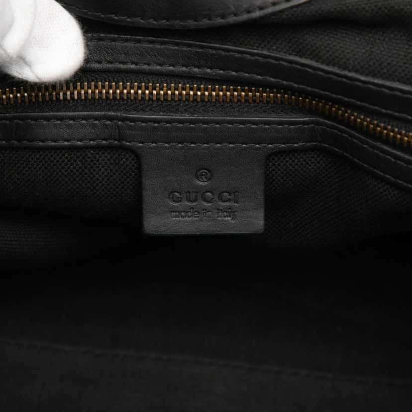 Gucci Suede Brocade Soft Stirrup Tote Black Leather Good condition - Box View