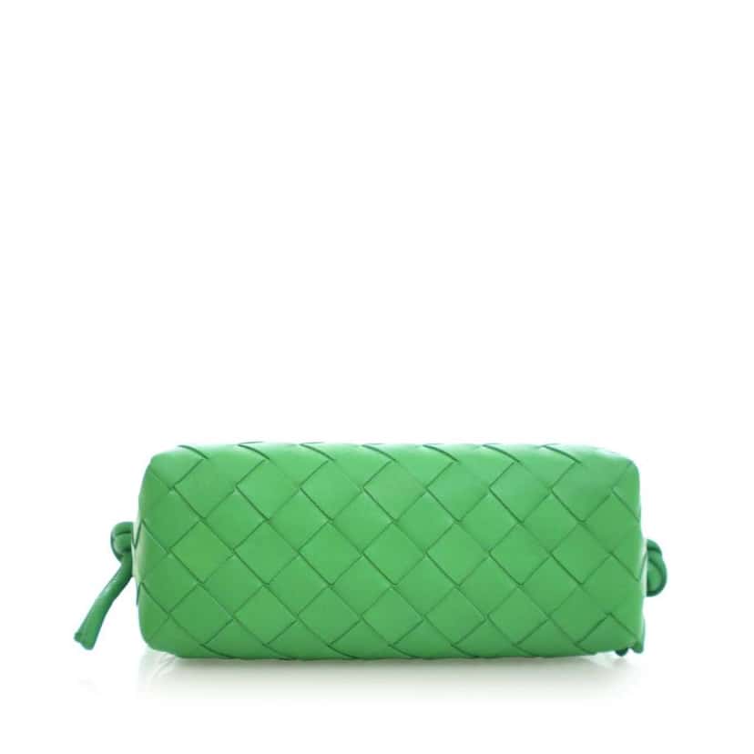 Bottega Veneta Mini Lambskin Intrecciato Loop Camera Bag Green Leather Good condition - Box View