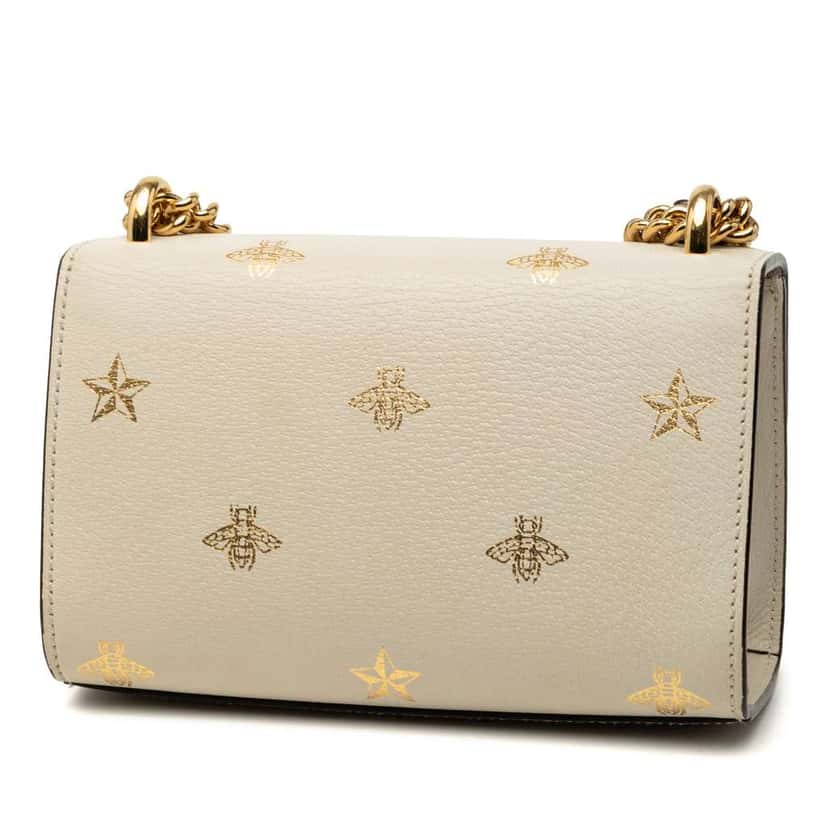 Gucci Small Leather Bee Star Padlock Crossbody White Leather Very good condition - Back View