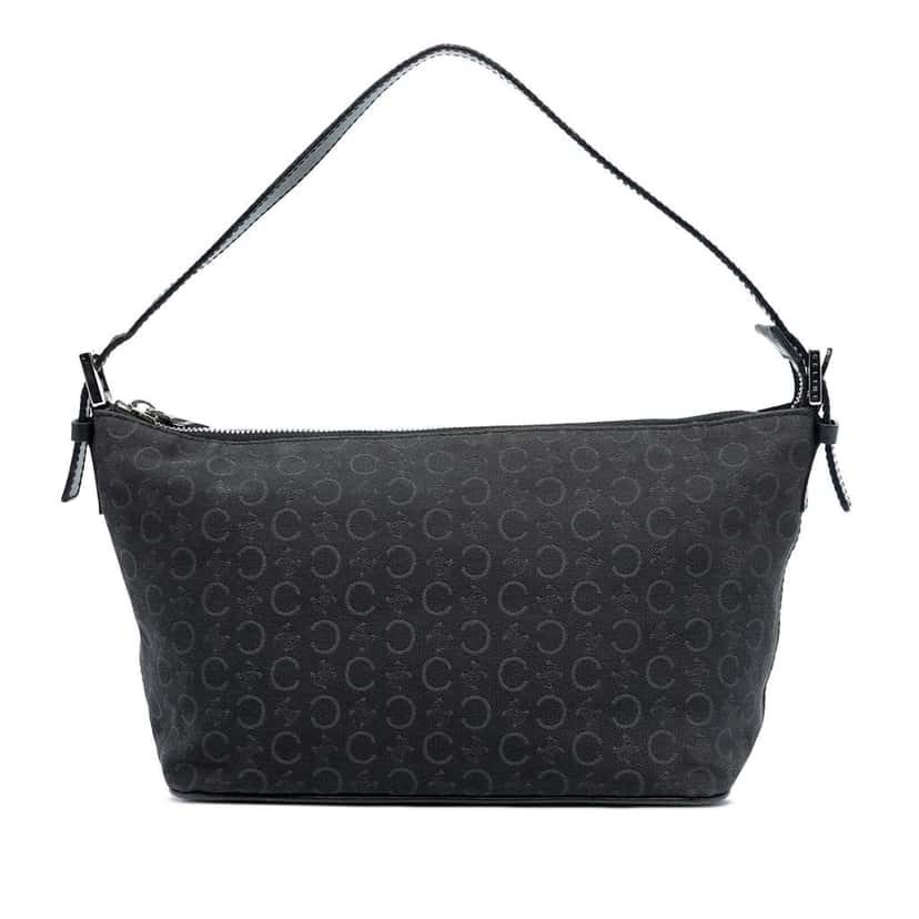 Celine C Macadam Canvas Shoulder Bag Black Canvas Good condition - Front View