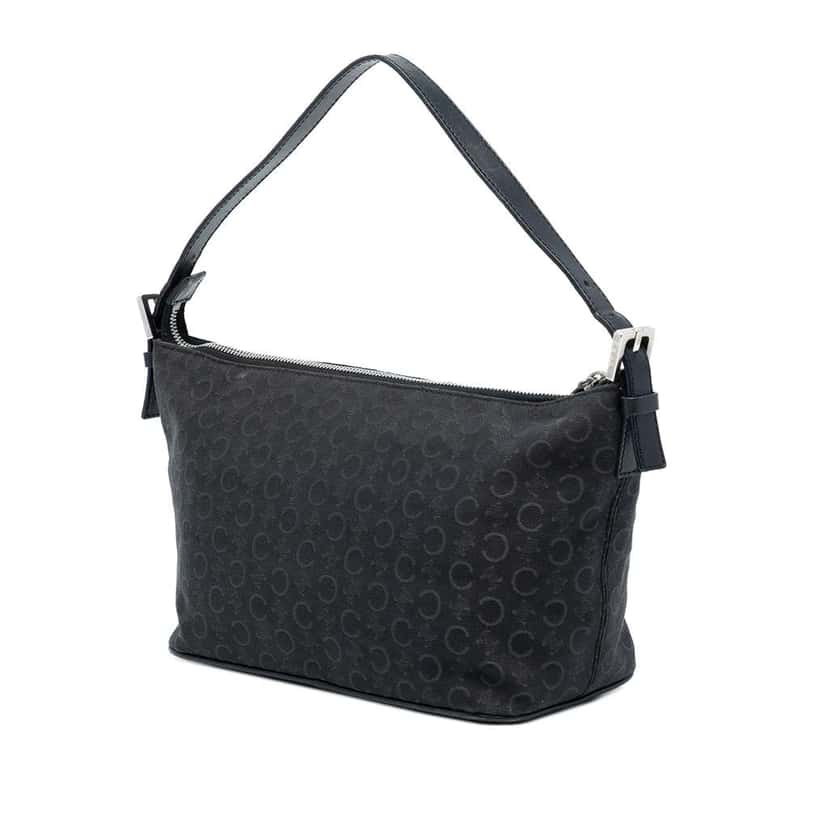Celine C Macadam Canvas Shoulder Bag Black Canvas Good condition - Back View