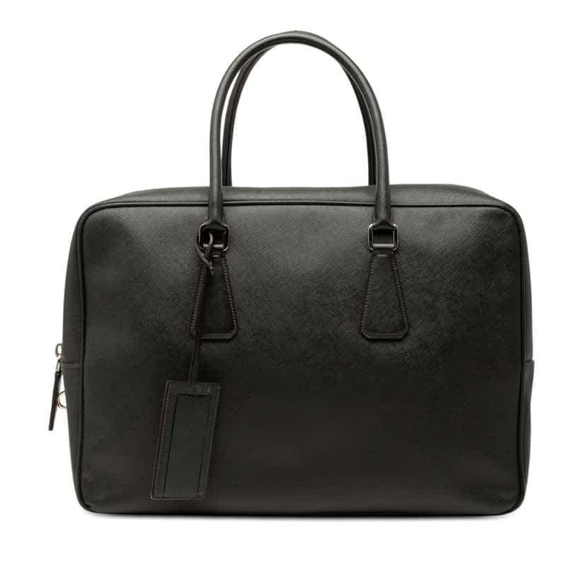 Prada Saffiano Business Bag Black Leather Good condition - Front View