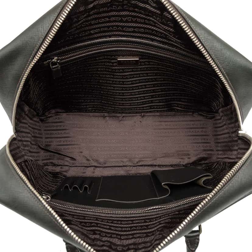 Prada Saffiano Business Bag Black Leather Good condition - Model View