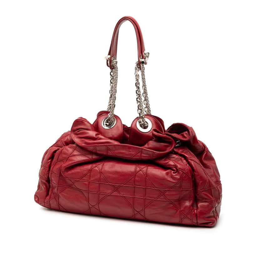 Dior Leather Cannage Le Trente Tote Red Leather Good condition - Back View