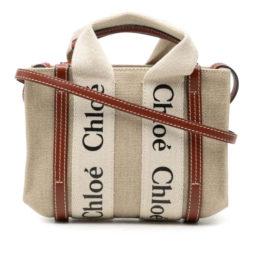 Chloé Mini Canvas Woody Satchel Brown Canvas Good condition - Front View