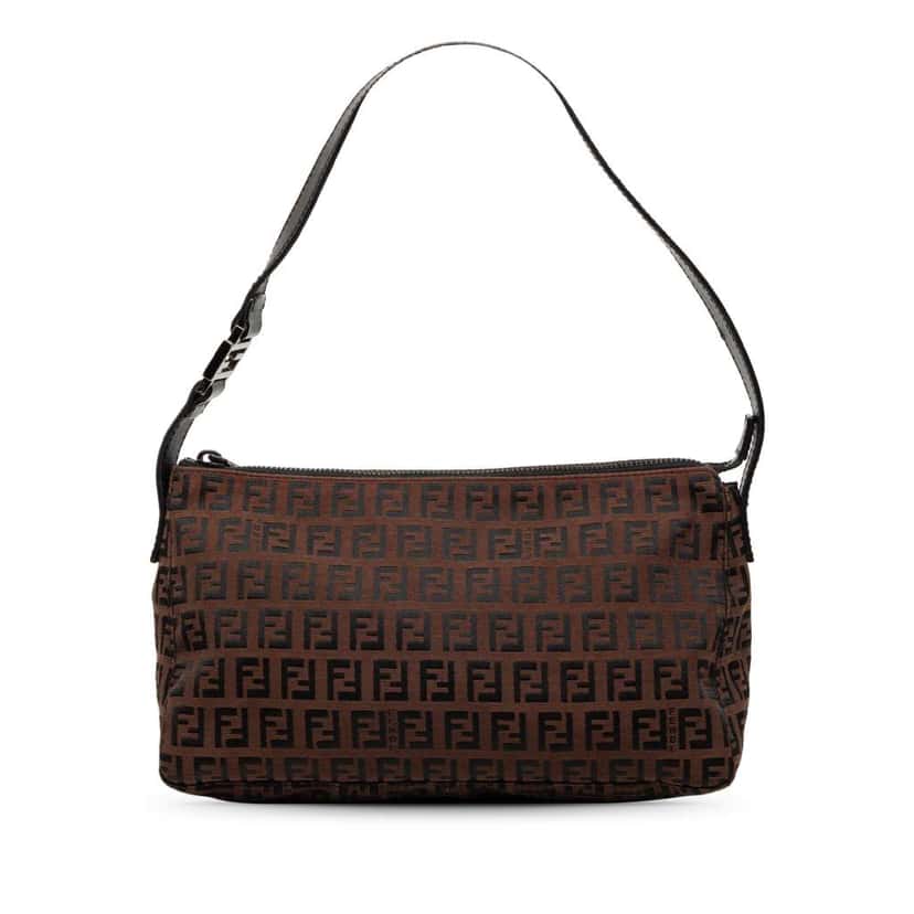 Fendi Zucchino Canvas Pochette Brown Canvas Good condition - Front View