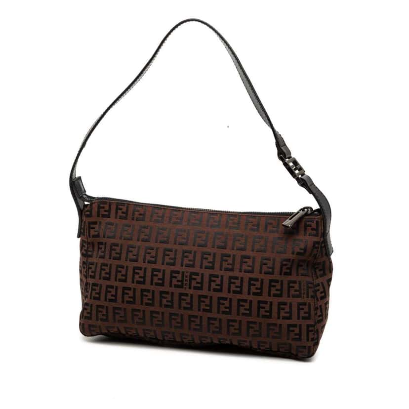 Fendi Zucchino Canvas Pochette Brown Canvas Good condition - Back View