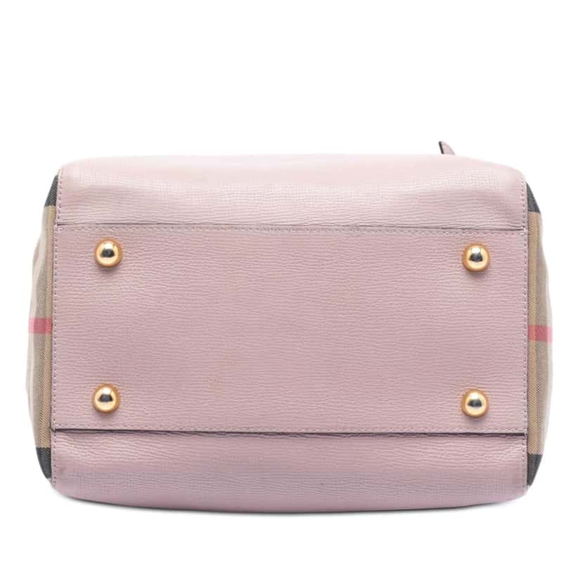 Burberry Small Leather and House Check Canvas Canterbury Tote Pink Leather Very good condition - Inside View