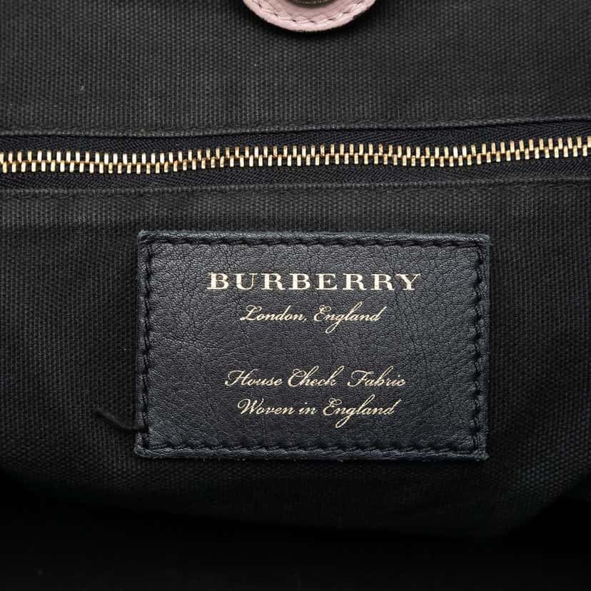 Burberry Small Leather and House Check Canvas Canterbury Tote Pink Leather Very good condition - Box View