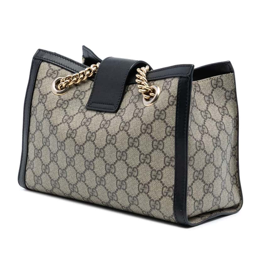 Gucci Small GG Supreme Padlock Tote Brown Canvas Very good condition - Back View