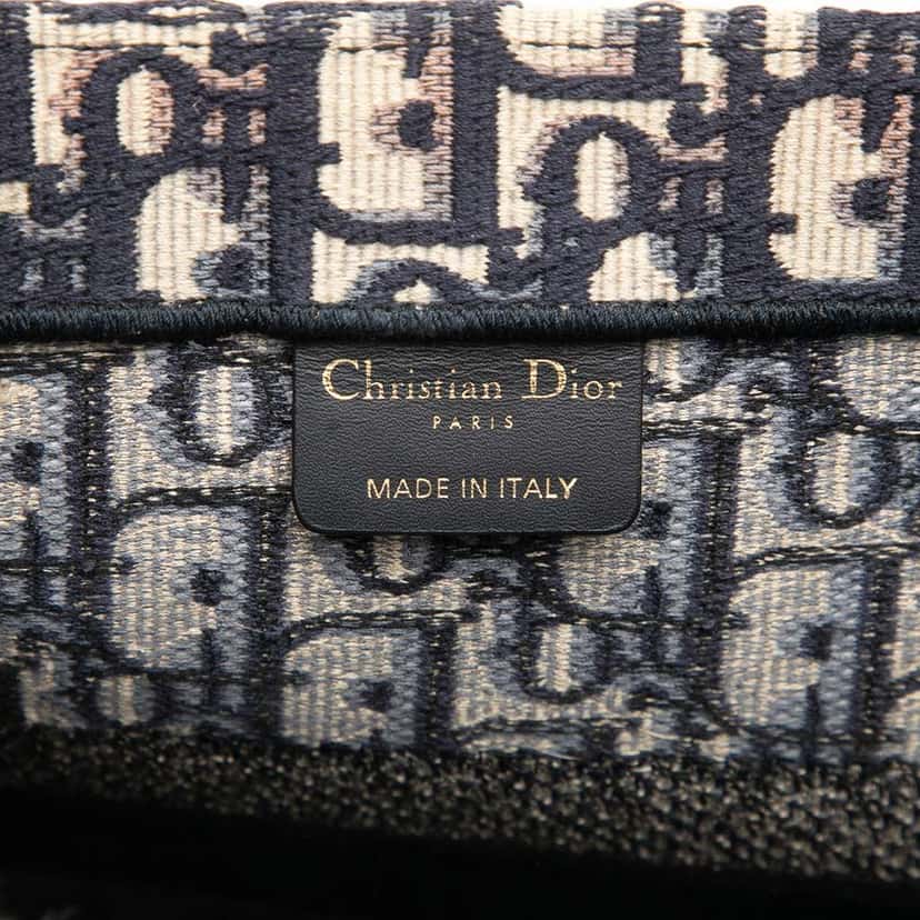 Dior Medium Oblique Embroidered Canvas Book Tote Blue Canvas Good condition - Box View
