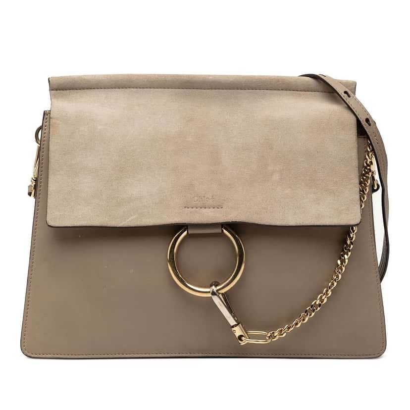 Chloé Medium Calfskin and Suede Faye Crossbody Brown Leather Good condition - Front View