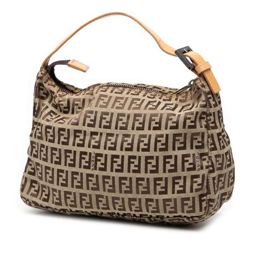 Fendi Zucchino Canvas Handbag Brown Canvas Good condition - Back View