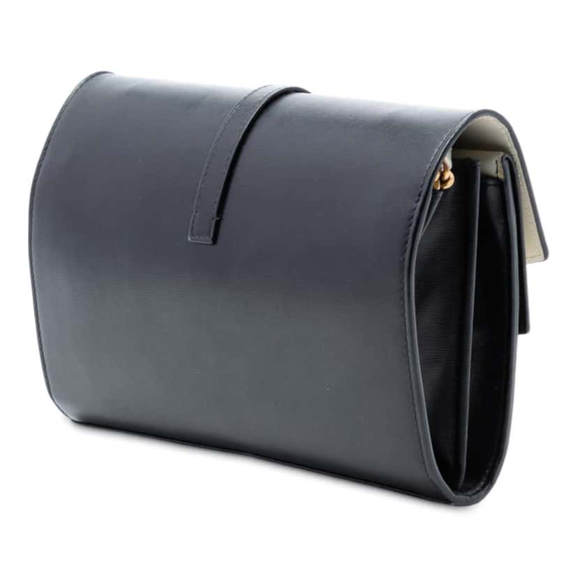 Saint Laurent Bicolor Leather Monogram Sulpice Wallet on Chain Black Leather Very good condition - Back View