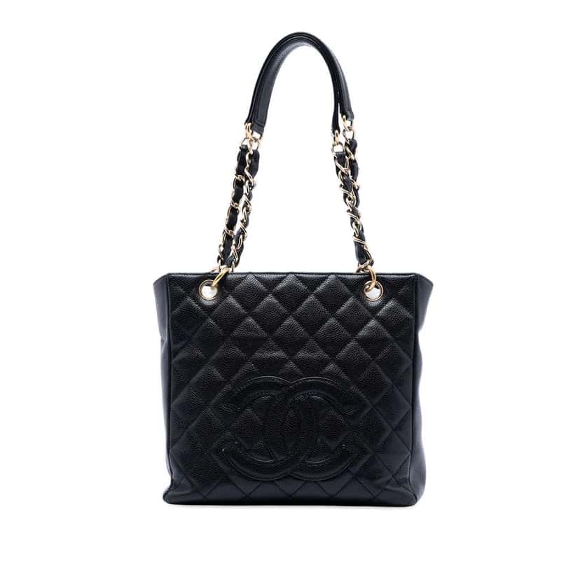 Chanel Caviar Petite Shopping Tote Black Leather Very good condition - Front View