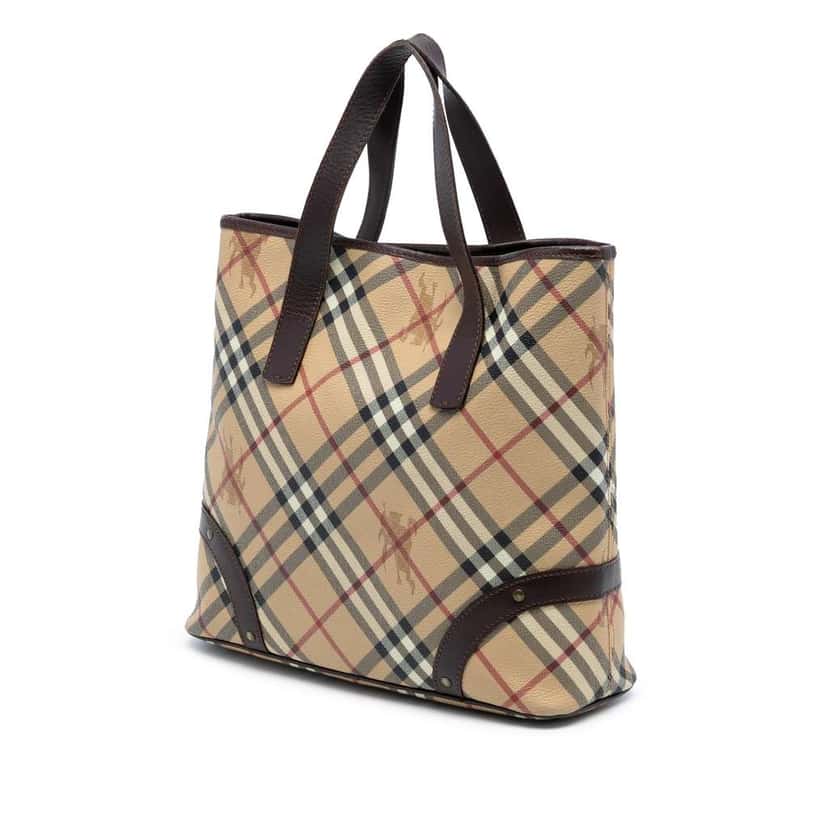 Burberry Haymarket Check Coated Canvas Tote Brown Canvas Good condition - Back View
