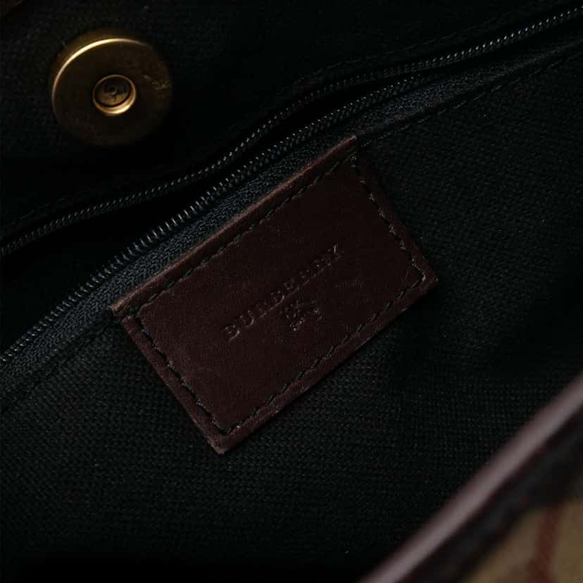 Burberry Haymarket Check Coated Canvas Tote Brown Canvas Good condition - Box View