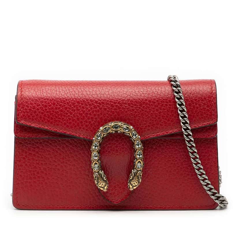 Gucci Mini Leather Dionysus Crossbody Red Leather Very good condition - Front View