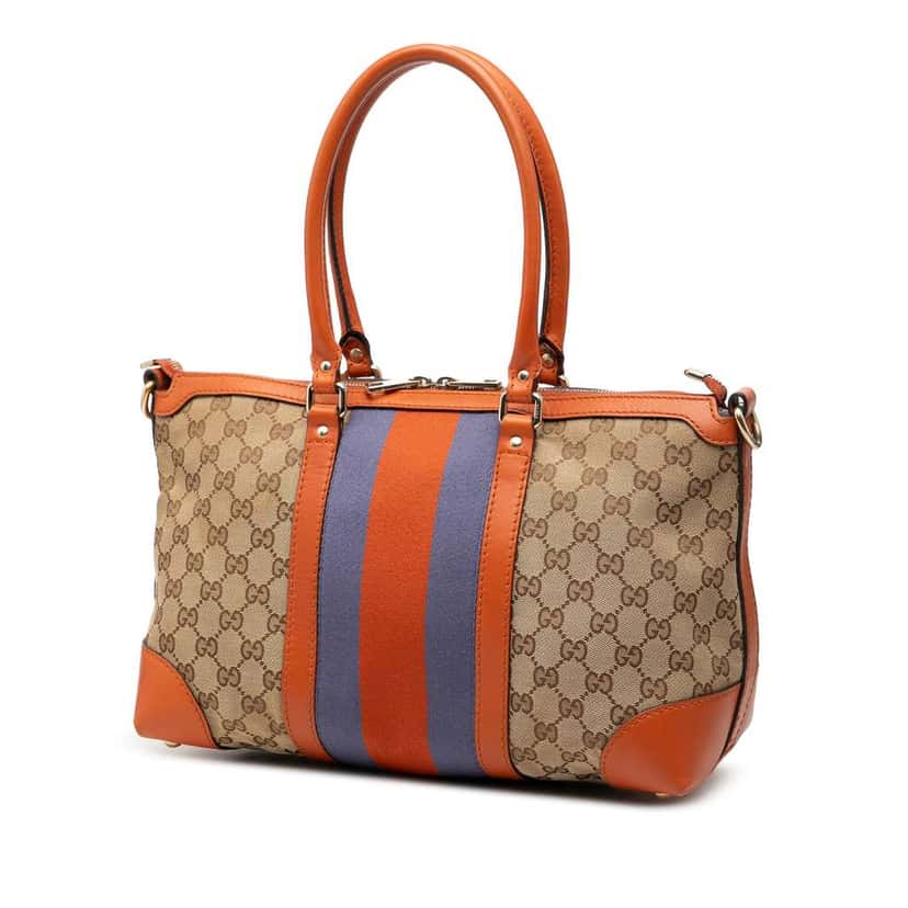 Gucci GG Canvas Web Satchel Brown Canvas Good condition - Back View