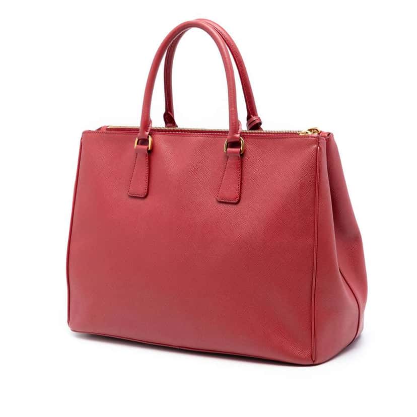 Prada Large Saffiano Lux Galleria Double Zip Satchel Red Leather Very good condition - Back View
