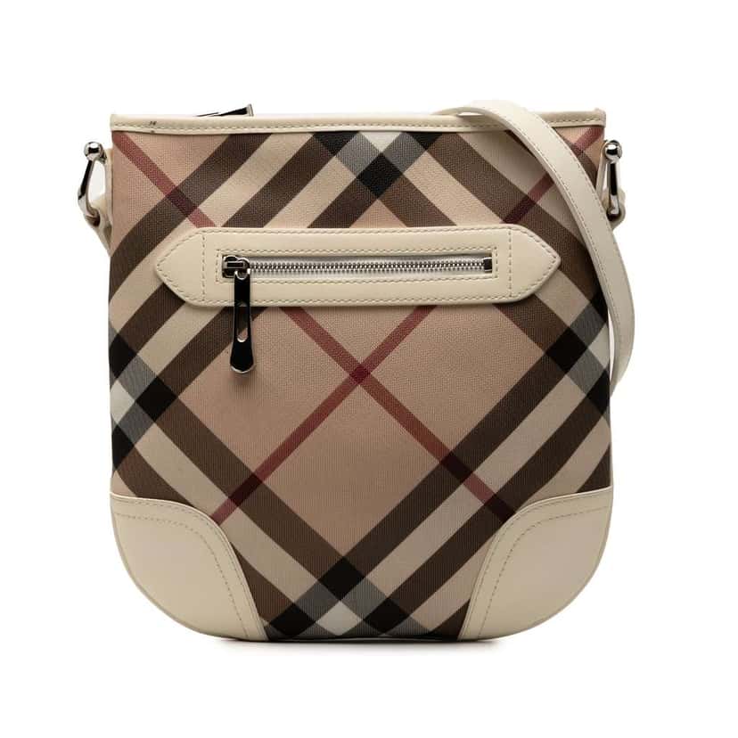 Burberry Supernova Check Coated Canvas Dryden Crossbody Brown Canvas Good condition - Front View