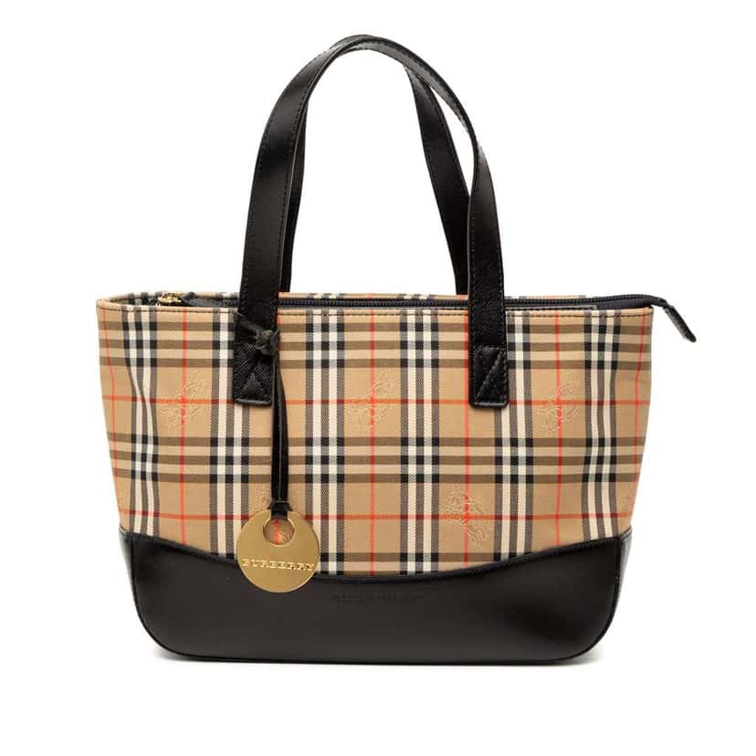 Burberry Haymarket Check Canvas Tote Brown Canvas Good condition - Front View