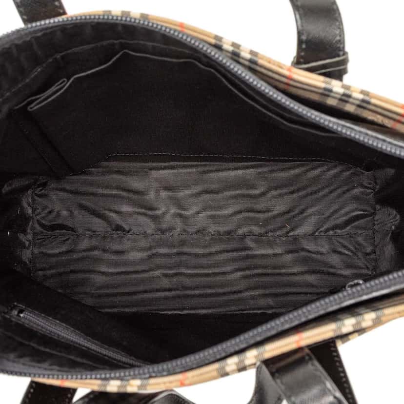 Burberry Haymarket Check Canvas Tote Brown Canvas Good condition - Model View