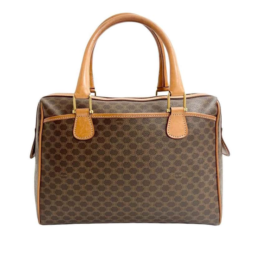 Celine Macadam Coated Canvas Boston Bag Brown Canvas Very good condition - Back View