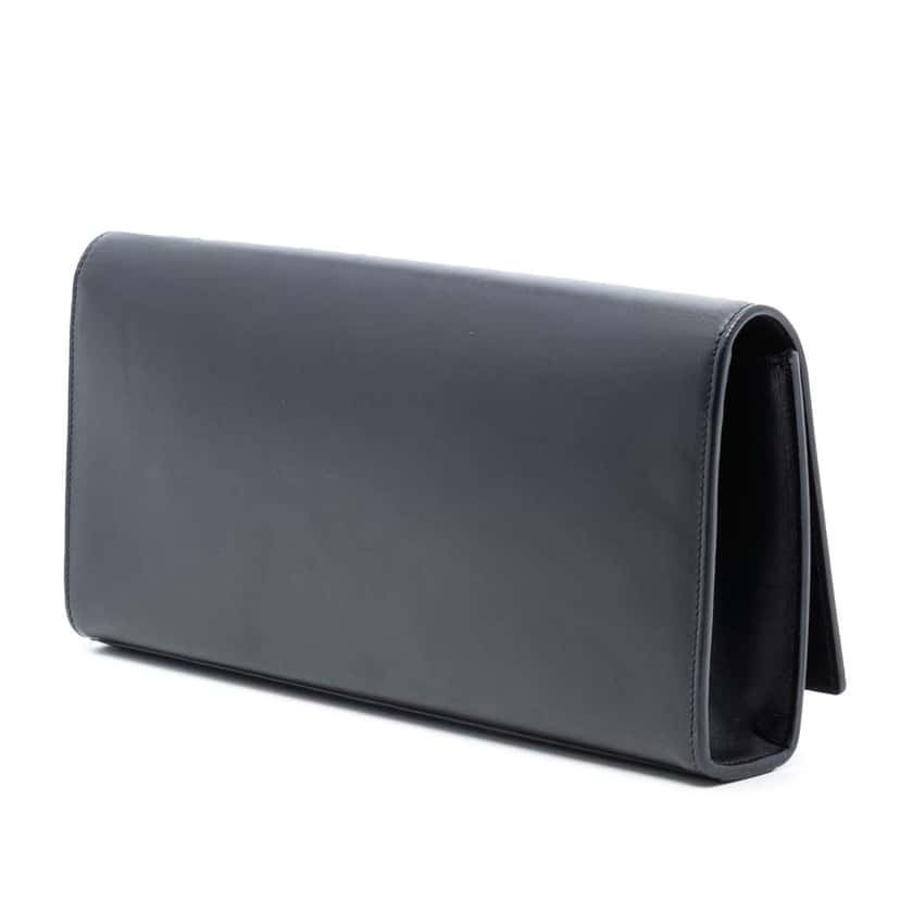 Saint Laurent Leather Monogram Cassandre Clutch Black Leather Good condition - Back View