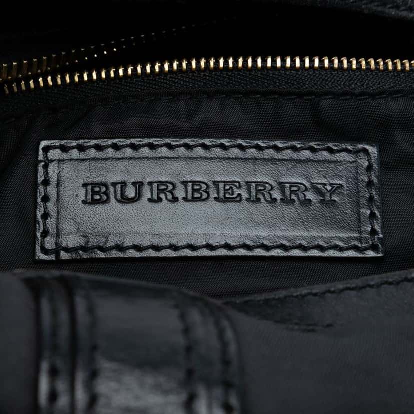Burberry Grafton Check Nylon Hobo Bag Black Good condition - Box View