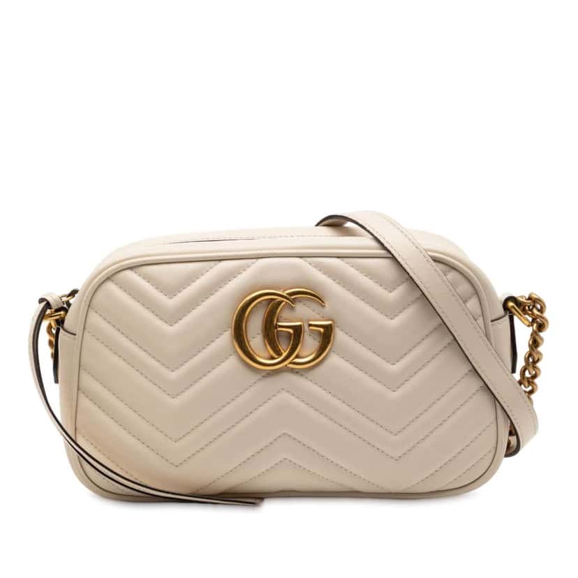 Gucci Small GG Marmont Matelasse Leather Crossbody White Leather Good condition - Front View