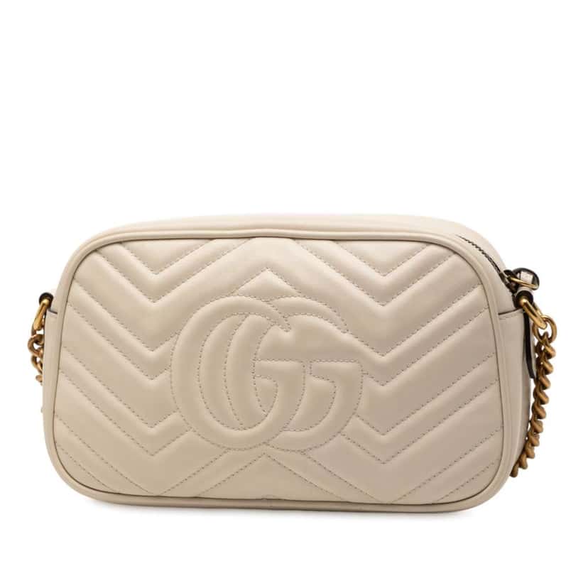 Gucci Small GG Marmont Matelasse Leather Crossbody White Leather Good condition - Back View