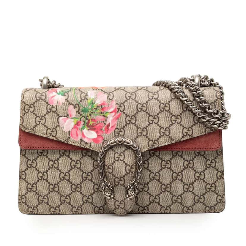 Gucci Small GG Supreme Blooms Dionysus Shoulder Bag Brown Canvas Good condition - Front View