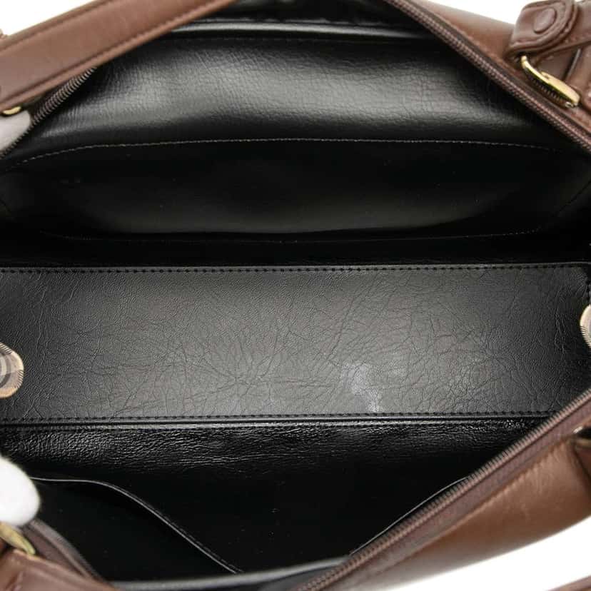 Burberry Haymarket Check Canvas and Leather Handbag Brown Canvas Good condition - Model View