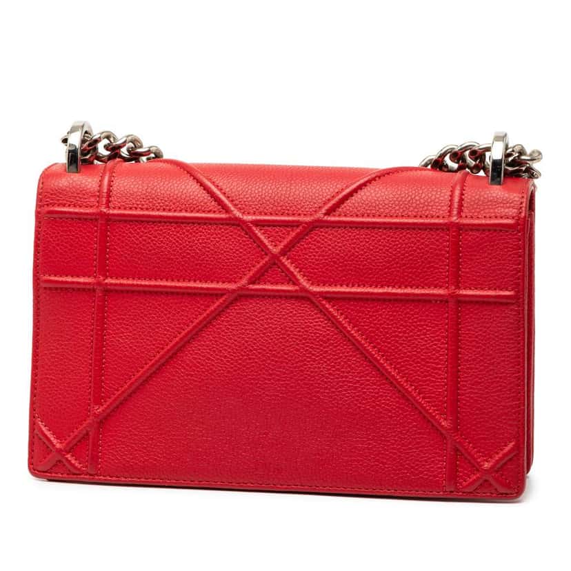 Dior Small Grained Calfskin Diorama Flap Red Leather Good condition - Back View