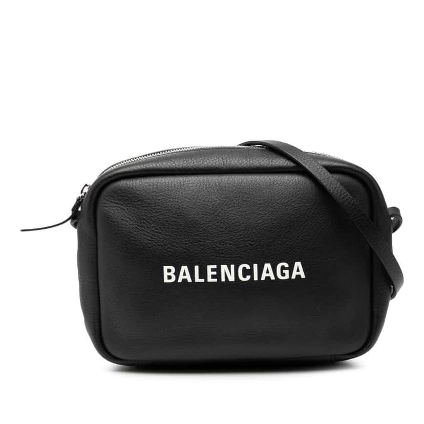 Balenciaga Leather Logo Everyday Camera Bag S Black Leather Good condition - Front View