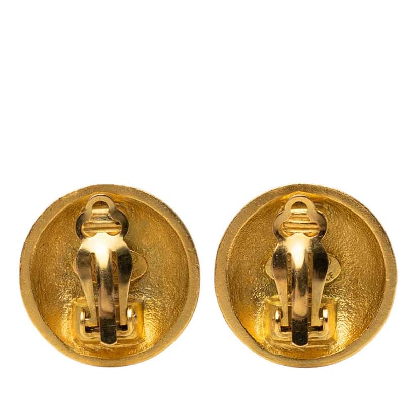 Chanel CC Gold Plated Button Clip On Earrings Gold Metal Very good condition - Back View
