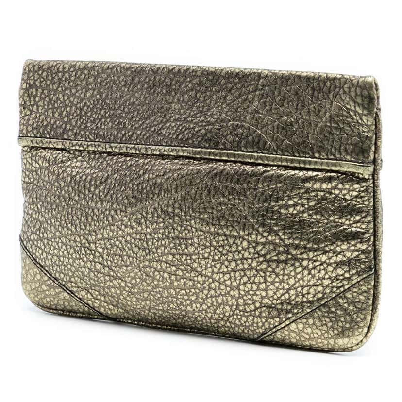 Burberry Metallic Grained Leather Wristlet Clutch Gold Leather Very good condition - Back View