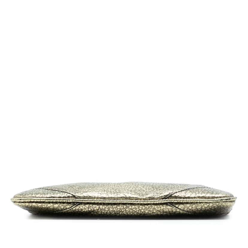Burberry Metallic Grained Leather Wristlet Clutch Gold Leather Very good condition - Inside View
