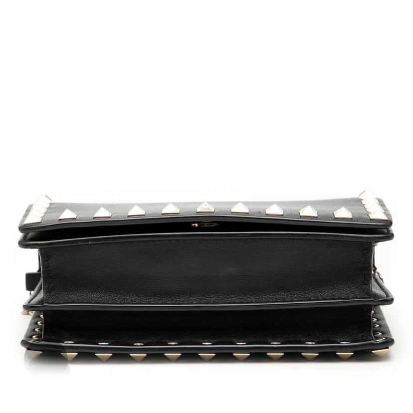 Valentino Leather Rockstud Chain Pouch Black Leather Good condition - Inside View