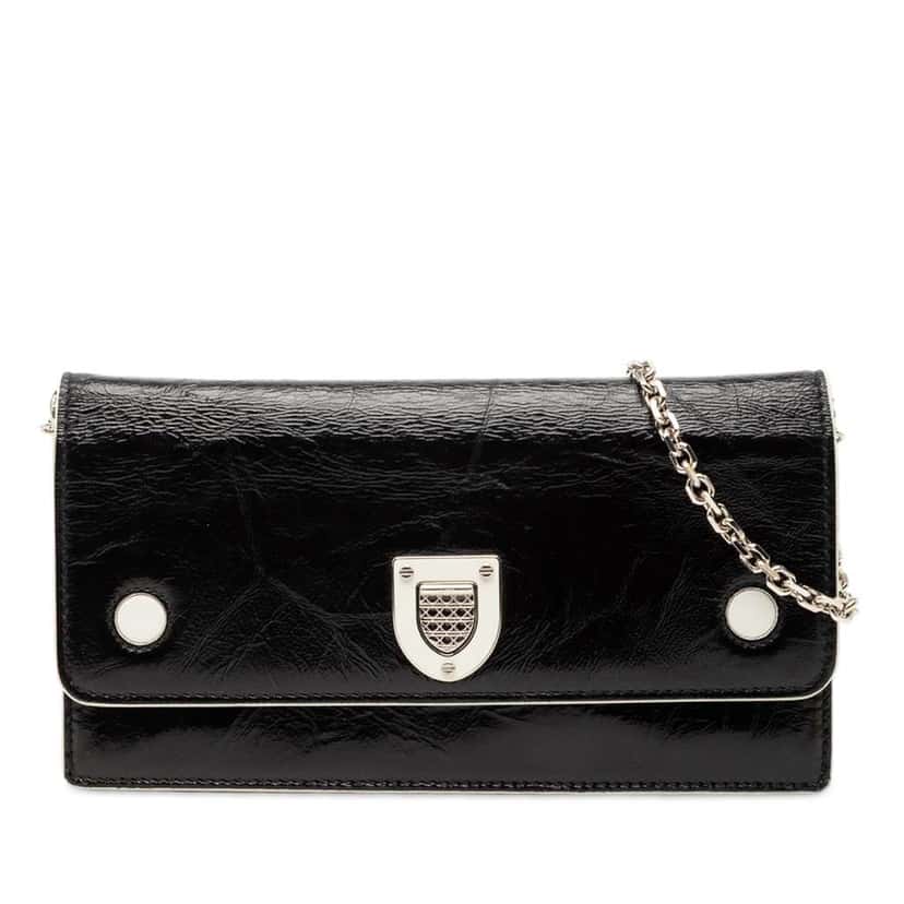 Dior Patent Diorever Croisiere Wallet on Chain Black Leather Very good condition - Front View