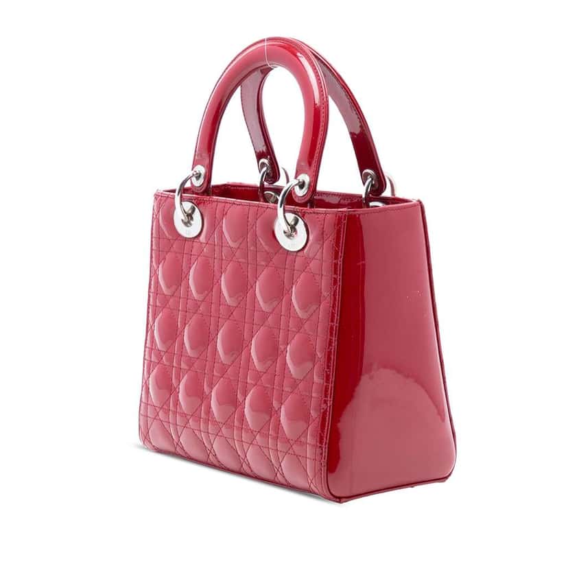 Dior Medium Patent Cannage Lady Dior Red Leather Very good condition - Back View