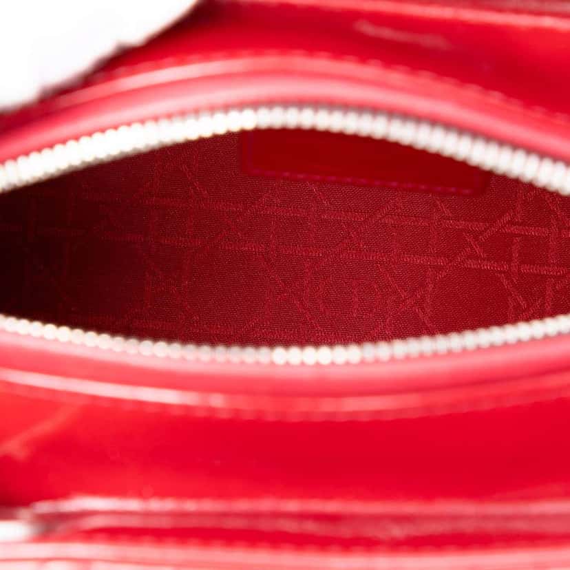Dior Medium Patent Cannage Lady Dior Red Leather Very good condition - Model View