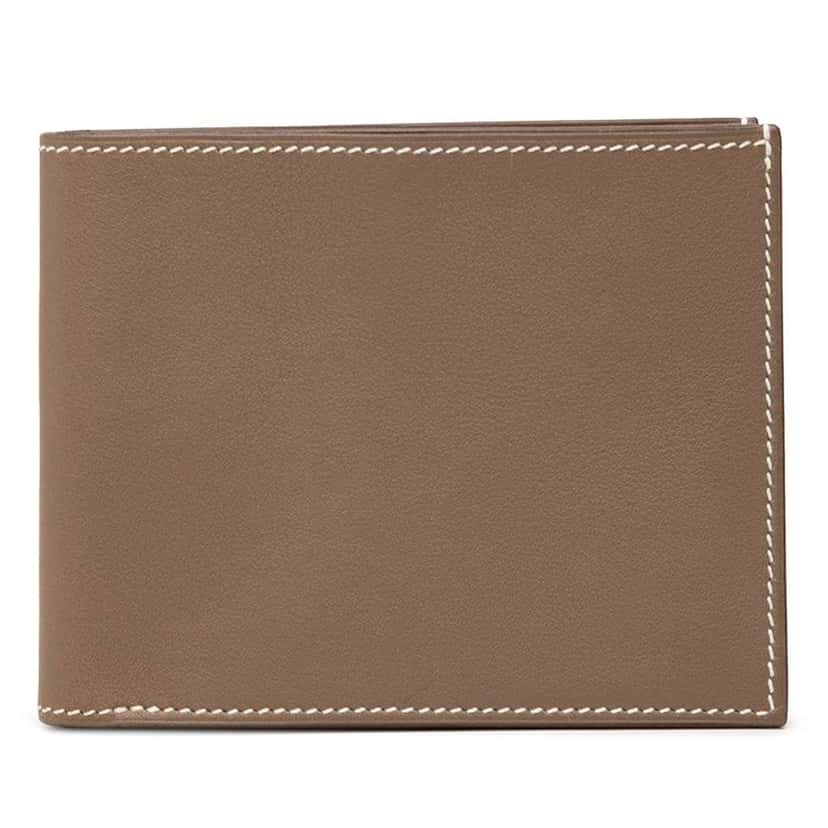 Hermès Swift Citizen Twill Compact Wallet Brown Leather Very good condition - Front View