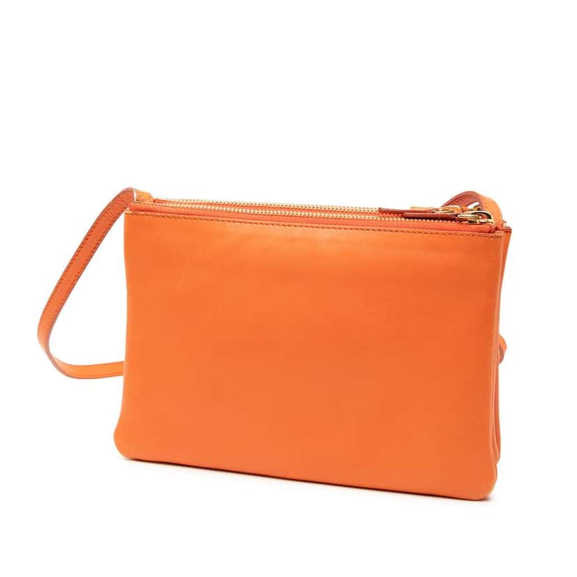 Celine Small Lambskin Trio Crossbody Orange Leather Good condition - Back View