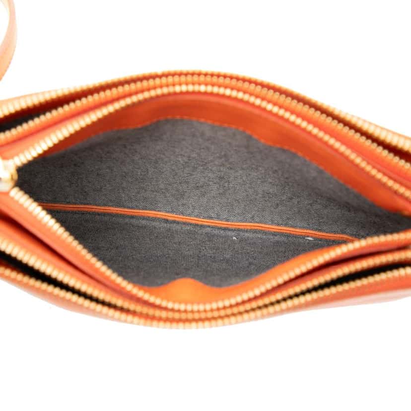 Celine Small Lambskin Trio Crossbody Orange Leather Good condition - Model View