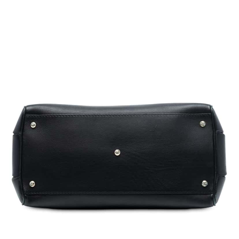 Gucci Medium Calfskin Bold Bamboo Top Handle Black Leather Good condition - Inside View